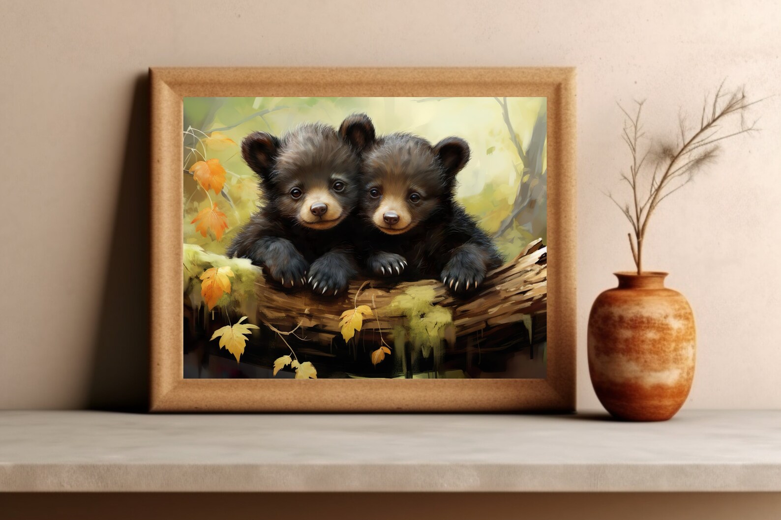 Cub Prints Cute Bear Cub Print, Rustic Cabin Home Decor, Bear Wall Art, Woodland ...