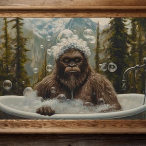 Bigfoot Wall Art, Sasquatch wall decor, bathroom decor, Gift for Bigfoot lovers, funny Sasquatch art