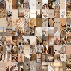 Beige Muur Collage Kit, Esthetische Muur Collage Kit, Tan Wall Collage, Brown Collage Kit (Digitale Download) 100 STUKS