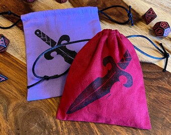 Bolsa de dados Dagger Mini para juegos de mesa y TTRPGS - Cosida e impresa a mano