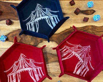 Bandeja de dados Circus para juegos de mesa y TTRPGS - Cosida e impresa a mano