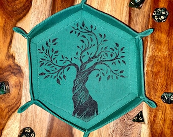 Bandeja de dados Druidic Tree para juegos de mesa y TTRPGS - Cosida e impresa a mano