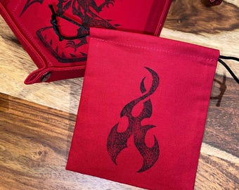 Bolsa de dados Flame Mini para juegos de mesa y TTRPGS - Cosida e impresa a mano