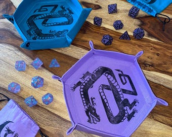 Bandeja de dados Phonydragon para juegos de mesa y TTRPGS - Cosida e impresa a mano