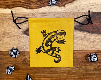 Bolsa de dados Salamander Mini para juegos de mesa y TTRPGS - Cosida e impresa a mano