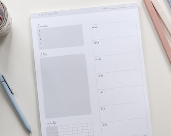 Weekly Prioritizing Notepad, Letter Sized, 50 Sheets, Productivity Time Blocking Planner | AUDREY