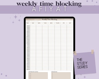 AFIYAT | Weekly Time Blocking Planner | Student Planner | Digital Download