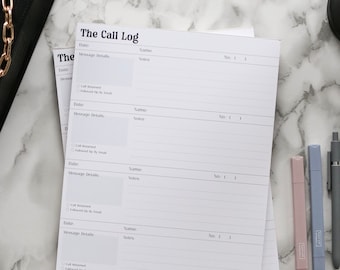 Die Anrufliste | Mailbox & Verpasste Call Follow-Up Kommunikation Tracker | Letter Size, 50 Blatt, Minimal Planer