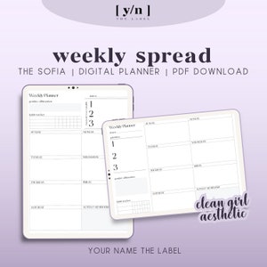 SOFIA | Clean Girl Aesthetic Wochenplaner | Priorisierung, Positivität & Gewohnheitsverfolgung | Letter Size, PDF Download, Goodnotes kompatibel