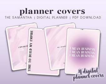 SAMANTHA | Motivational Pink & Purple Planner Covers, Letter Sized, Digital Download, iPad Pro Goodnotes and Notability Compatible Planner