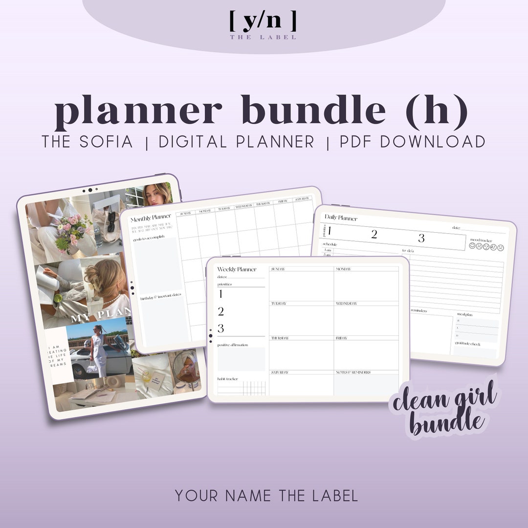 SOFIA | Clean Girl Aesthetic Digital Planner Bundle | Monthly, Weekly ...