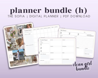 SOFIA | Clean Girl Aesthetic Digital Planner Bundle | Monthly, Weekly, Daily, 3 Covers | Horizontal Layout, PDF Download, Goodnotes Template