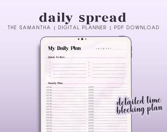 SAMANTHA | Pink & Purple Daily To Do list Planner, Letter Sized, Printable Digital PDF Download, iPad Pro Goodnotes Compatible Planner
