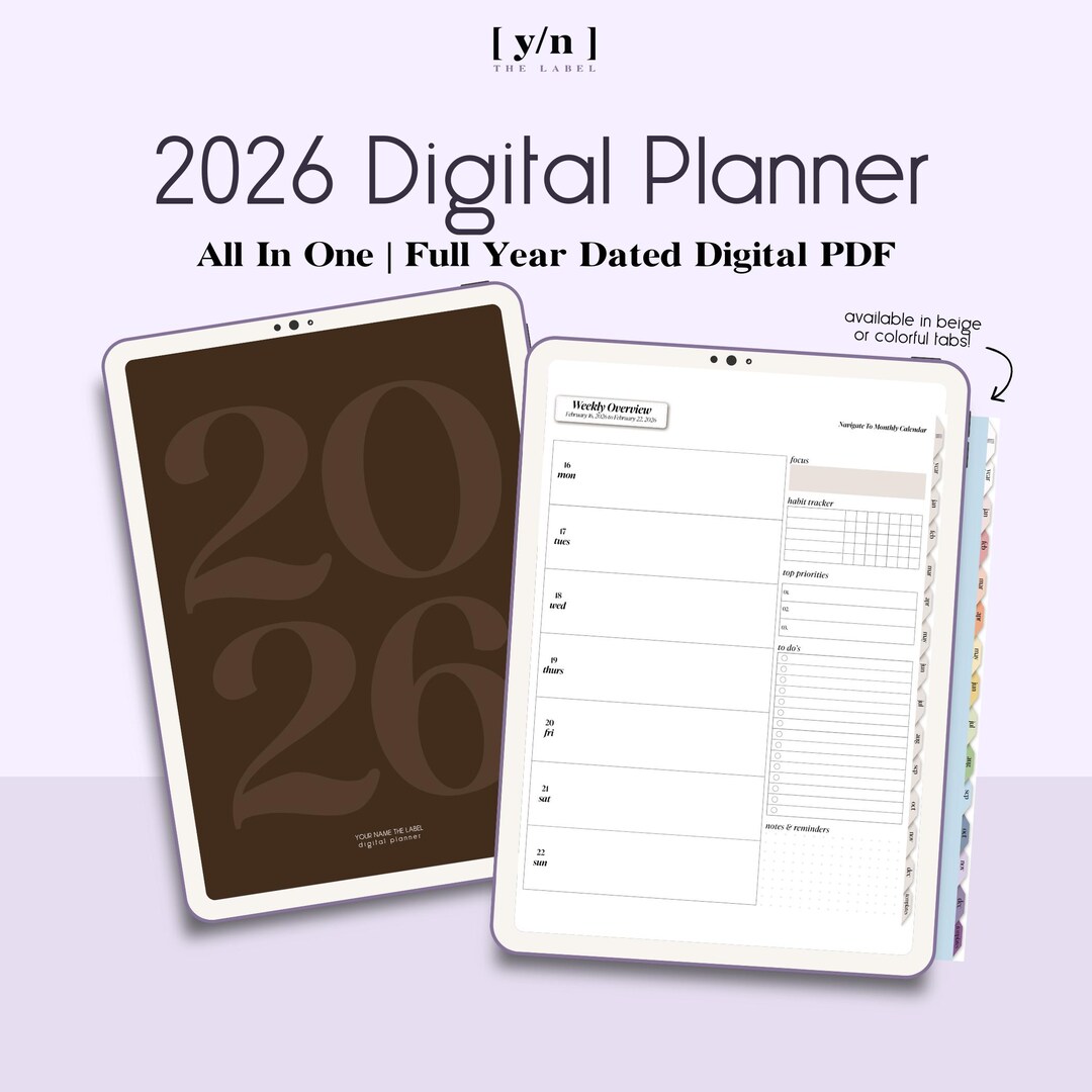 2026 Complete Dated Digital iPad Goodnotes Planner | Monday Start ...