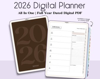 2026 Complete Dated Digital iPad Goodnotes Planner | Monday Start | Daily, Weekly, Monthly | Budget, Reflections, Habits, Vision Boards