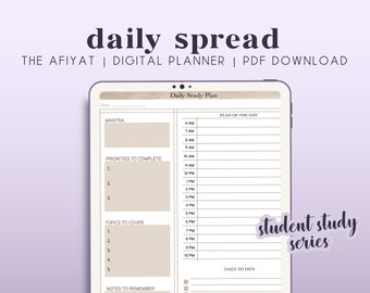 AFIYAT | Daily Study Planner | Student Planner | US Letter Size | PDF Download for Goodnotes or Notability