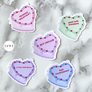 Vintage harttaartstickers | Girly-stickers voor laptop, bidon, Kindle en iPad | Coquette Hartcake