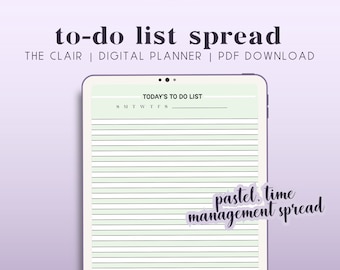 CLAIR | Daily To-Do List Spread | 4 Color Themes | A4 & US Letter Sizes | PDF Download for Goodnotes or Notability