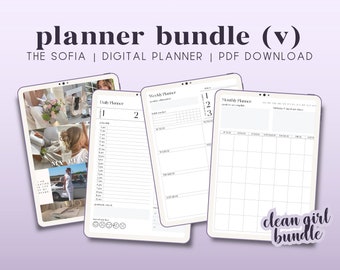 SOFIA | Clean Girl Aesthetic Digital Planner Bundle | Monthly, Weekly, Daily, 3 Covers | Vertical Layout, PDF Download, Goodnotes Compatible