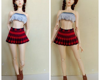 Skirt for BJD doll. School pleated skirt for 1/3, 1/4, 1/6 doll. Feeple 65, Iplehouse and etc. Mini skirt