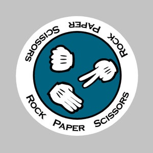 Rock, Papier, ScherenAufkleber (Weiß/Rot/Blau/Grün/Gelb)