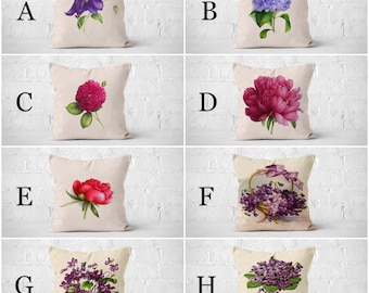 Fundas de almohada florales, Fundas de almohada de flores púrpuras, Funda de cojín floral rosa rojo, Funda de almohada de flores coloridas, 22x22, 20x20, 16x16