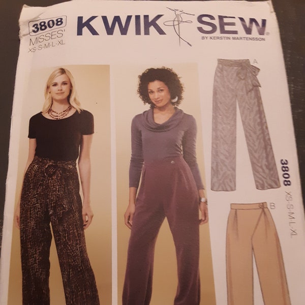 KWIK Naai-naaipatroon Misses 3808 pantalon broek broek twee stijlen Maten XS tot en met XL, Ontworpen voor lichtgewicht stoffen Ongebruikt en Ongesneden.