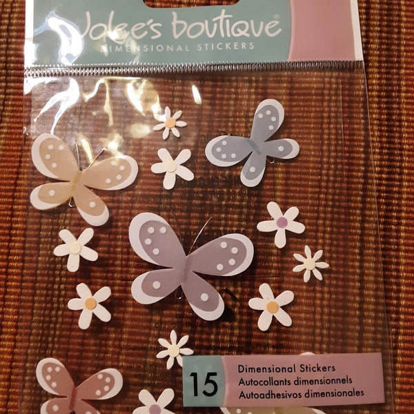 Jolee’s Boutique Dimensional Stickers pour Scrapbooking, Papillons et Marguerites, « Fluttering Friends » non ouvert 15 pièces