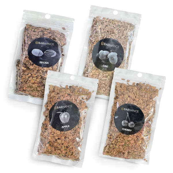 Cocktail Smoker Wood Chips by Barhance - Oak, Pecan, Cherry, Apple Wood Chips for Smoking Cocktail - Smoking Wood Chips for Whiskey, Bourbon