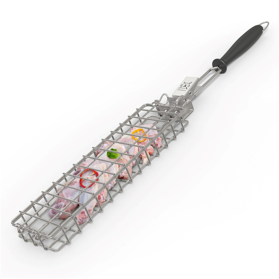 Grill Basket for BBQ by Grillnovations Convenient Size BBQ, Fish
