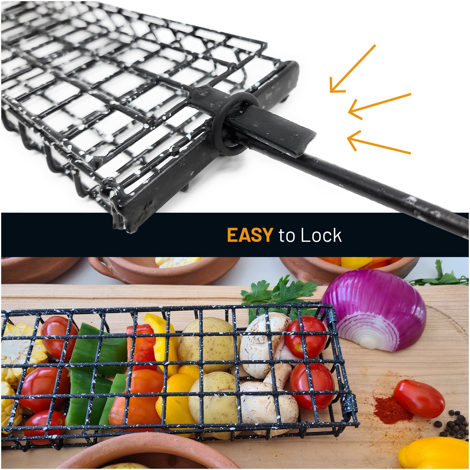 Grill Basket for BBQ by Grillnovations Convenient Size BBQ, Fish