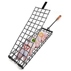 Grill Basket for BBQ by GrillNovations | Convenient Size | BBQ, Fish, Shrimp | Rust-Proof, Durable and Sturdy | Lightweight and Portable