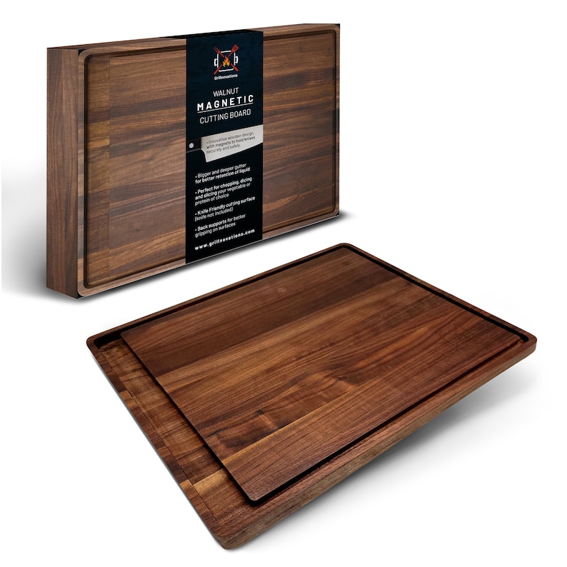 Large Cutting Board Made From Walnut Wood Carved Juice Grooves