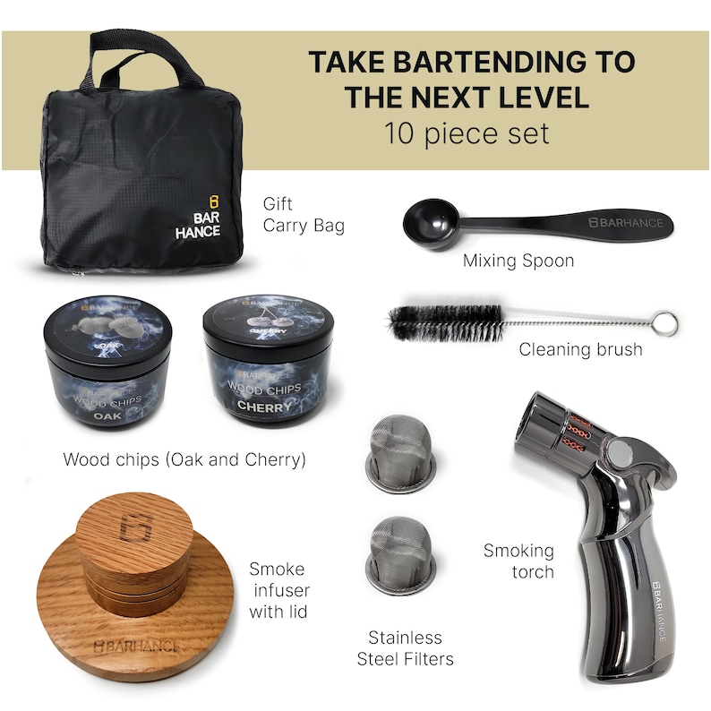 Cocktail Smoker Kit by Barhance Cocktail Smoking Kit in Stylish Bag
