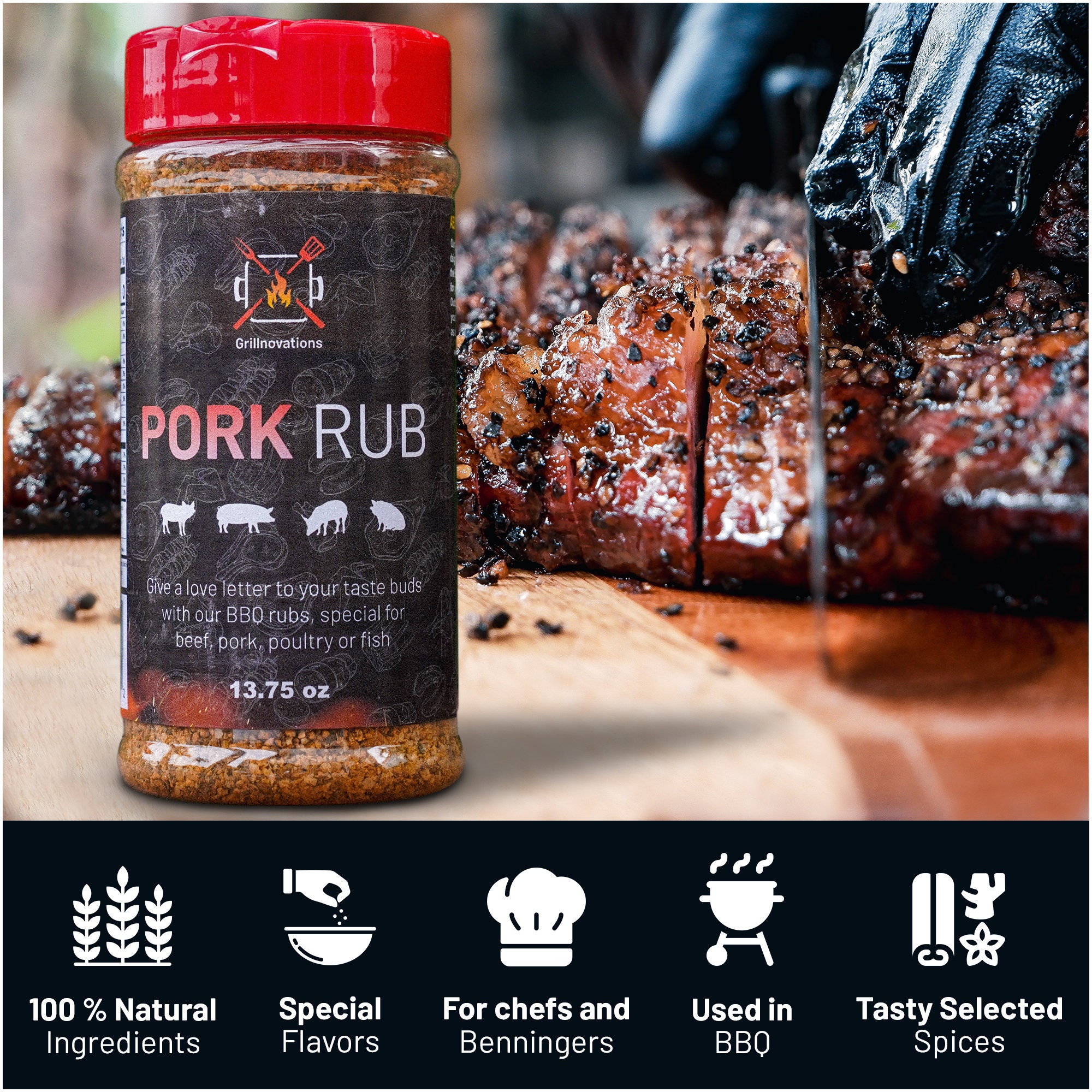 Pork Rub Seasoning by Grillnovations BBQ Rub Grill Seasoning 