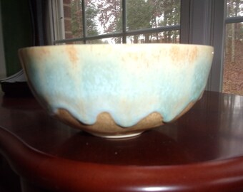 Hand-Thrown Bowl with Drip Glaze Accent
