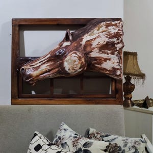 Horse Sculpture, A very Rare Work of art Naturale Oak Tree Wood framed Southwestern Horse Sculpture, 1 of 1