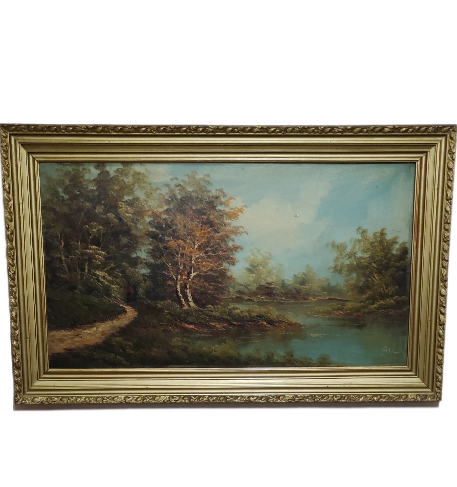 Antique  Original oil Painting Singed by Artist "Ata", Antique old Collectable oil painting, Collectioner Art piece, Art work