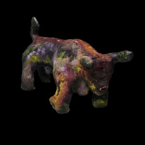 Bull Buffalo Sculpture, Abstract Painted Vintage Bull Sculpture, Custom Vintage Bull Sculpture, Buffalo Bull Table Top House warming Statu