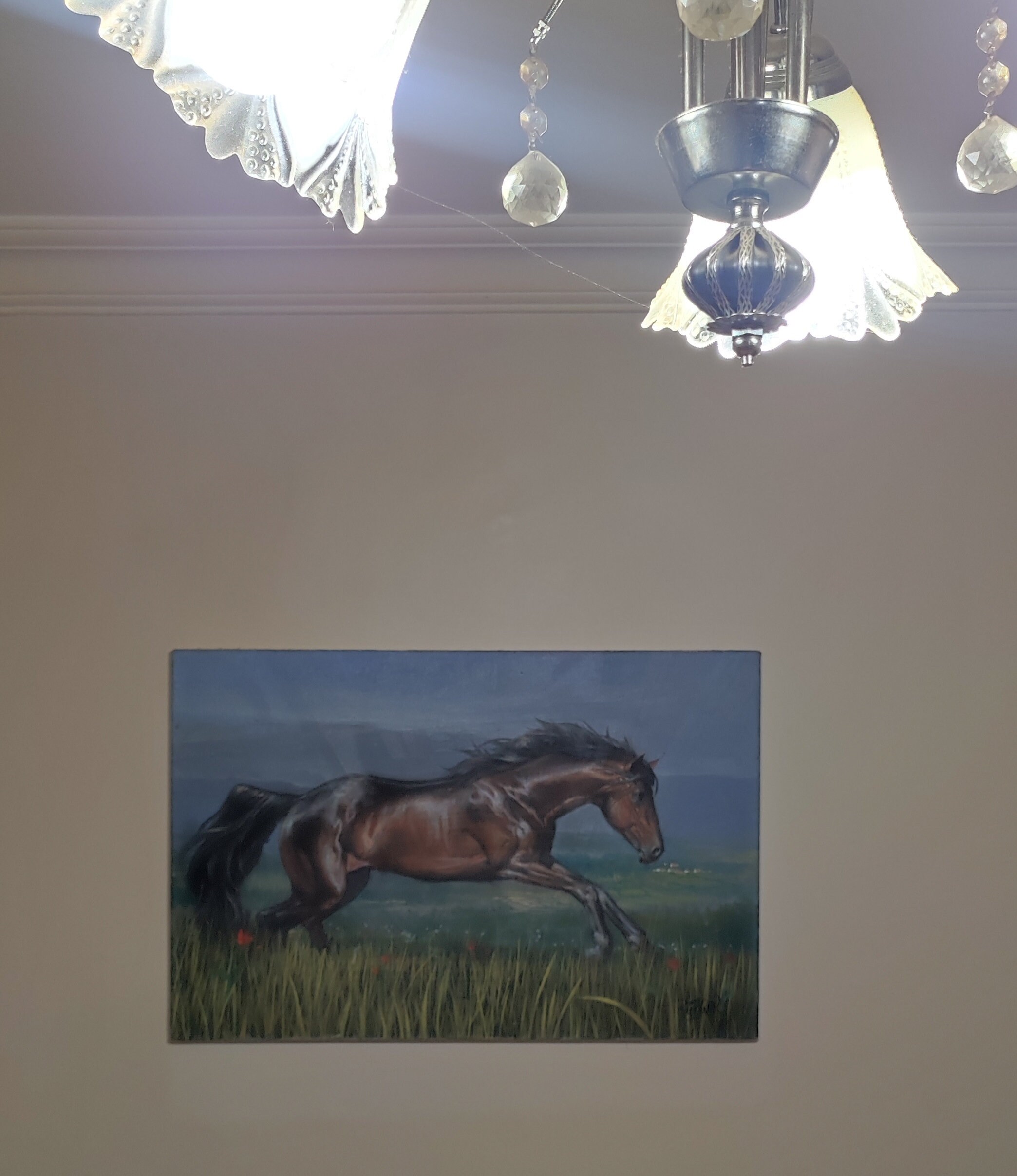 Horse Oil Painting, House Warming Horse Painting, Vivid Colour Horse Painting, Home Office Decor ...