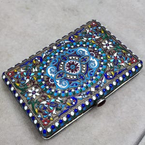 Estojo para cigarros Cloisonne Russo de Prata 18c