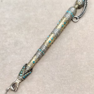 Antique Torah Yad pointer Silver made with Filigree designs turqoise Stones