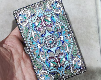 18c Silver Russian Cloisonne Cigarette case, 18c,Faberge