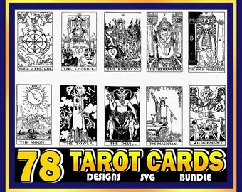 78 Tarot Cards Digital SVG Printable Bundle Incl. Minor - Etsy