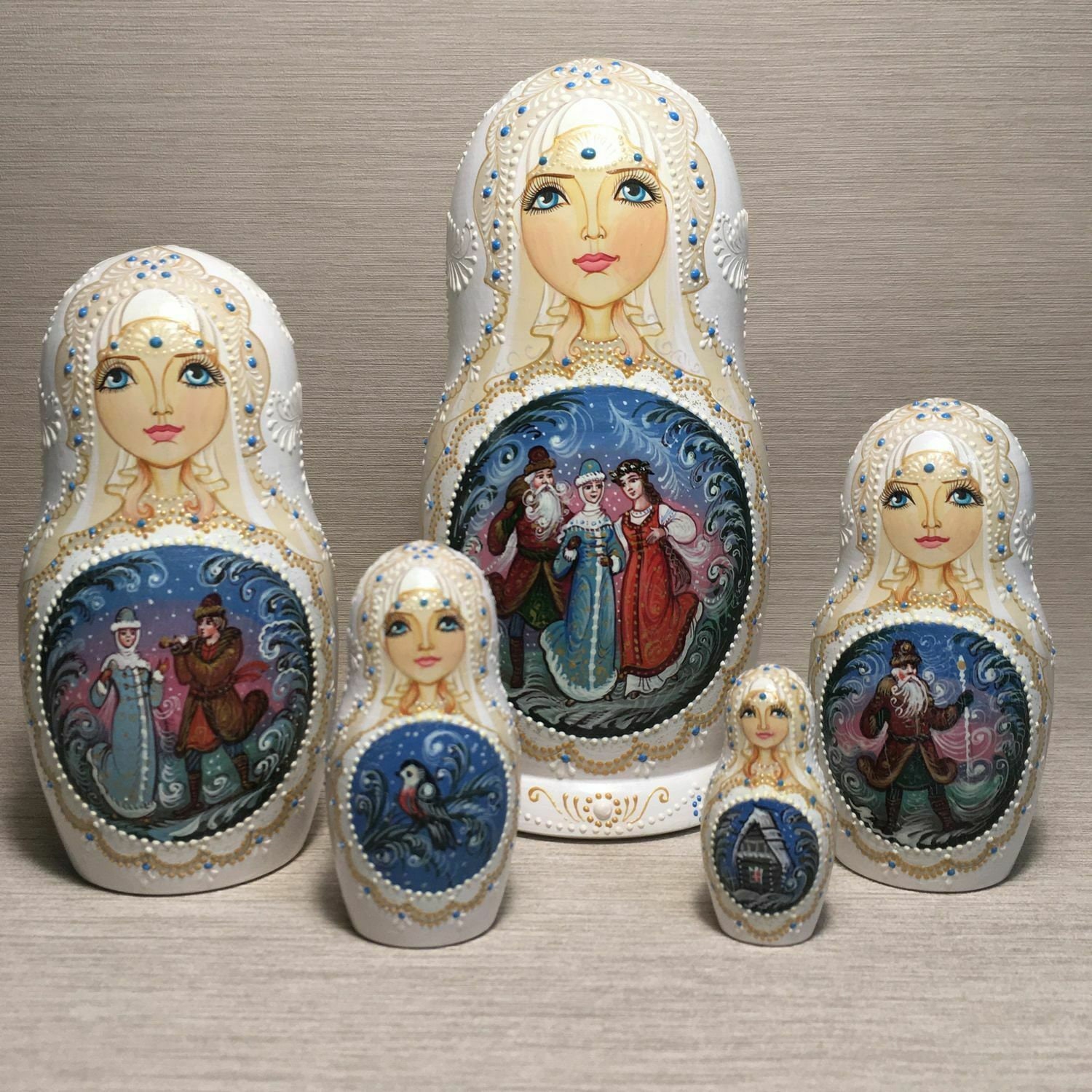 Author's wooden matryoshka "The fairy tale of the Snow Maiden"