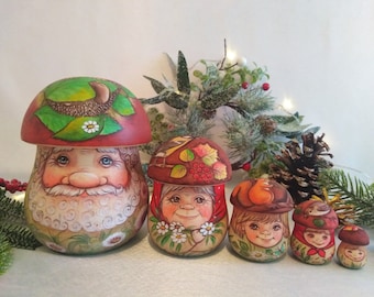Author&#39;s matryoshka &quot;Mushroom family&quot; #1