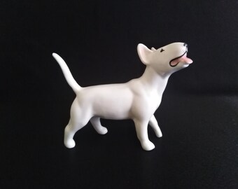 Bull Terrier figurine color white in a rack (porcelain)