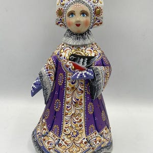 Wooden snow maiden 10.2 inches Wood Home decoration