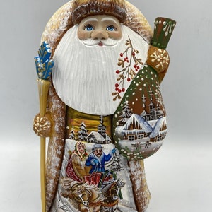 Santa Claus handmade from linden 8.2 inches Wood Home decoration
