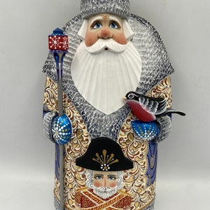 Santa Claus with the Nutcracker handmade from linden wood, 12.2 inches